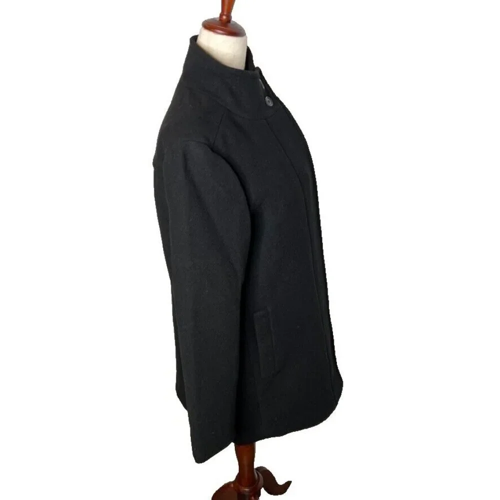 J.Crew Womens $298 Button Neck City Coat Black Size 20 BU261 - Picture 8 of 10